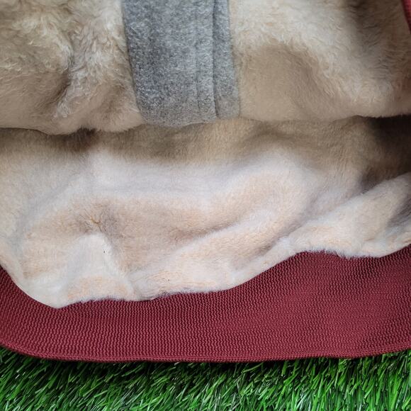 Vintage 80s Chalk-Line Varsity Jacket M/L 24x23 Sherpa-Lined Gray Maroon Retro - Picture 10 of 13